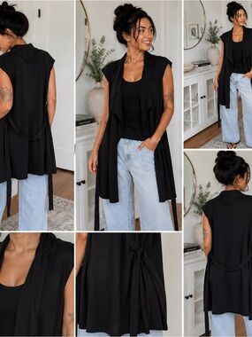 Sleeveless Black Drape Vest